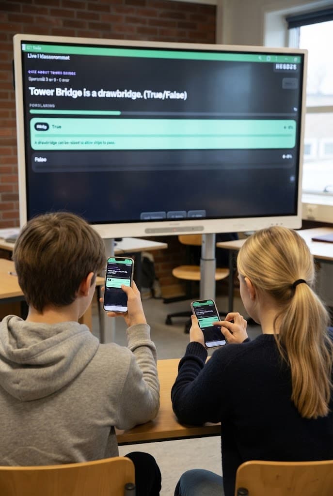 Elever svarer på live quiz fra egne enheter